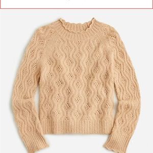 J. Crew | Pointelle Scallop-trim Sweater, Size Small, Beige